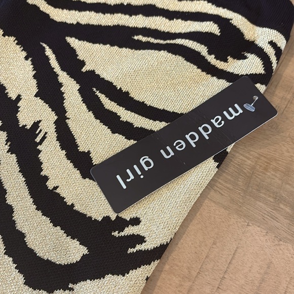 STUNNING Gold/Black Madden Girl Strapless Bodycon Metallic Dress Large NWT - Picture 6 of 10